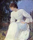 Edmund Charles Tarbell Canvas Paintings - Portrait of a Woman in white